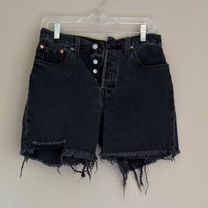Levi's Black Frayed Jean Shorts
